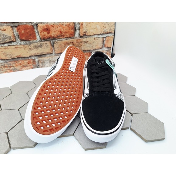 Men Sz 12 Vans Old School Comfy Cush Black White Swirl Sneakers CC After Dark - Picture 8 of 11